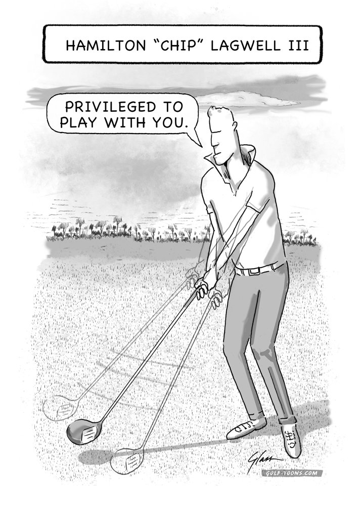 Hamilton Chip Lagwell is introduced in this original golf cartoon by Marty Glass of GolfToons