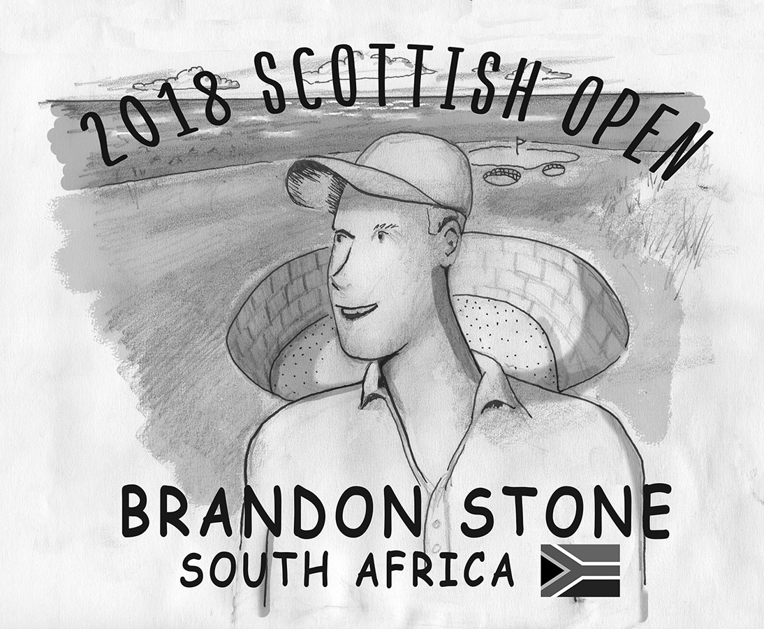 Brandon Stone Scottish Open celebrates the accomplishment with an original golf illustration by Marty Glass of GolfToons., Congratulations!