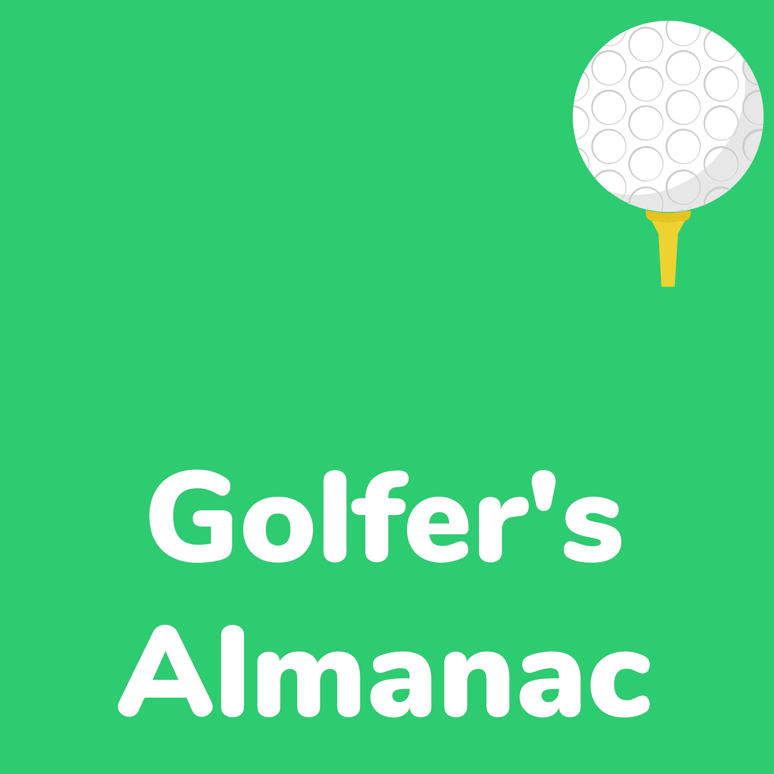 Your Golfer's Almanac logo. Your Golfer’s Almanac is a daily podcast celebrating birthdays, milestones, and other accomplishments that have occurred on this day in golf history.