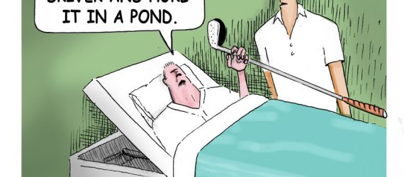 As a final request, golfers like to be remembered; plant a tree, spead ashes at a favorite hole, pass my clubs along or this golf cartoon by Marty Glass of GolfToons