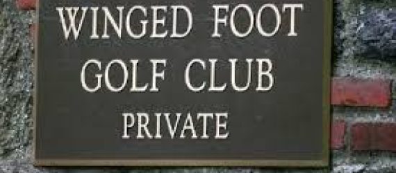 Winged Foot Golf Club Entrance sign for GolfToons Golf Blog Winged Foot Once
