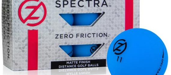 Zero Friction Neon blue golf balls shown in a box of 12 and a single ball used in Our Clever Golf Blog by GolfToons at www.golf-toons.com